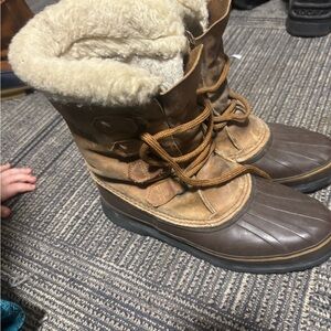 Sorel Brown and Tan Shearling-Lined Winter Boots